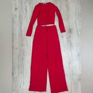 Two piece cardigan and long pants matching lounge set from ZARA size S